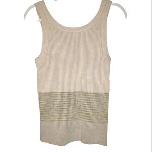 NWT Anthropologie Jo Ribbed Knit Striped Sweater Tank Top Taupe Ombre‎ Medium